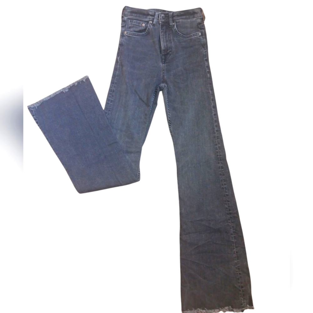 H&M Black/Gray High Waist Wide Leg Jeans